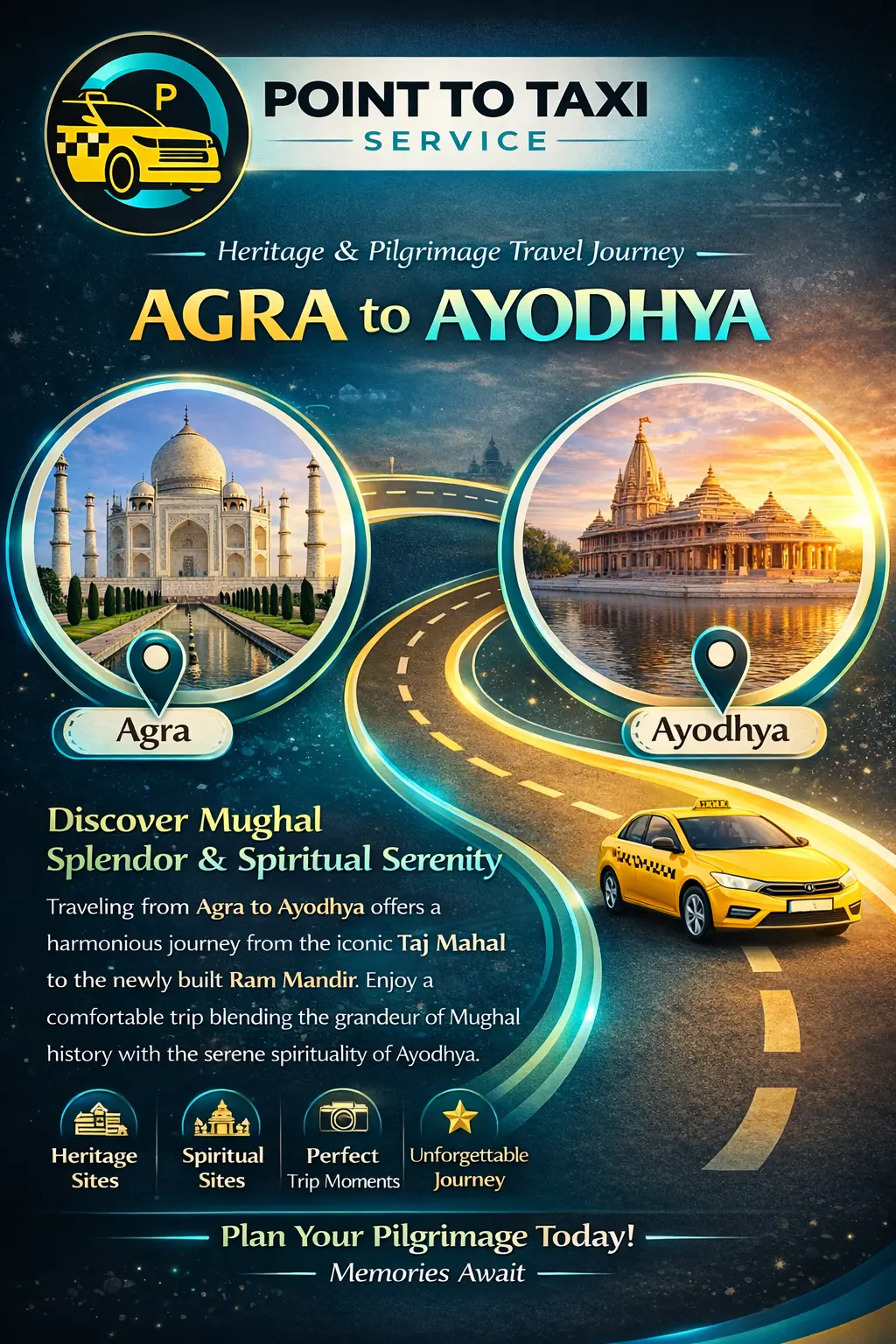 Agra to Ayodhya Car  Rental - Point to Taxi Service